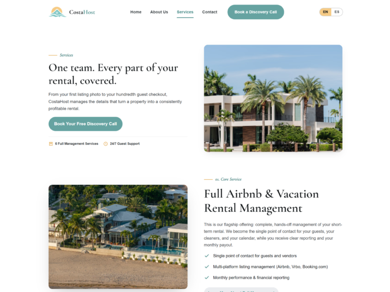 CostaHost website showcase featuring modern web design, branding, and digital presence
