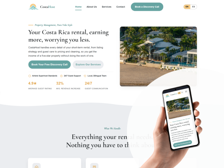 CostaHost website showcase featuring modern web design, branding, and digital presence